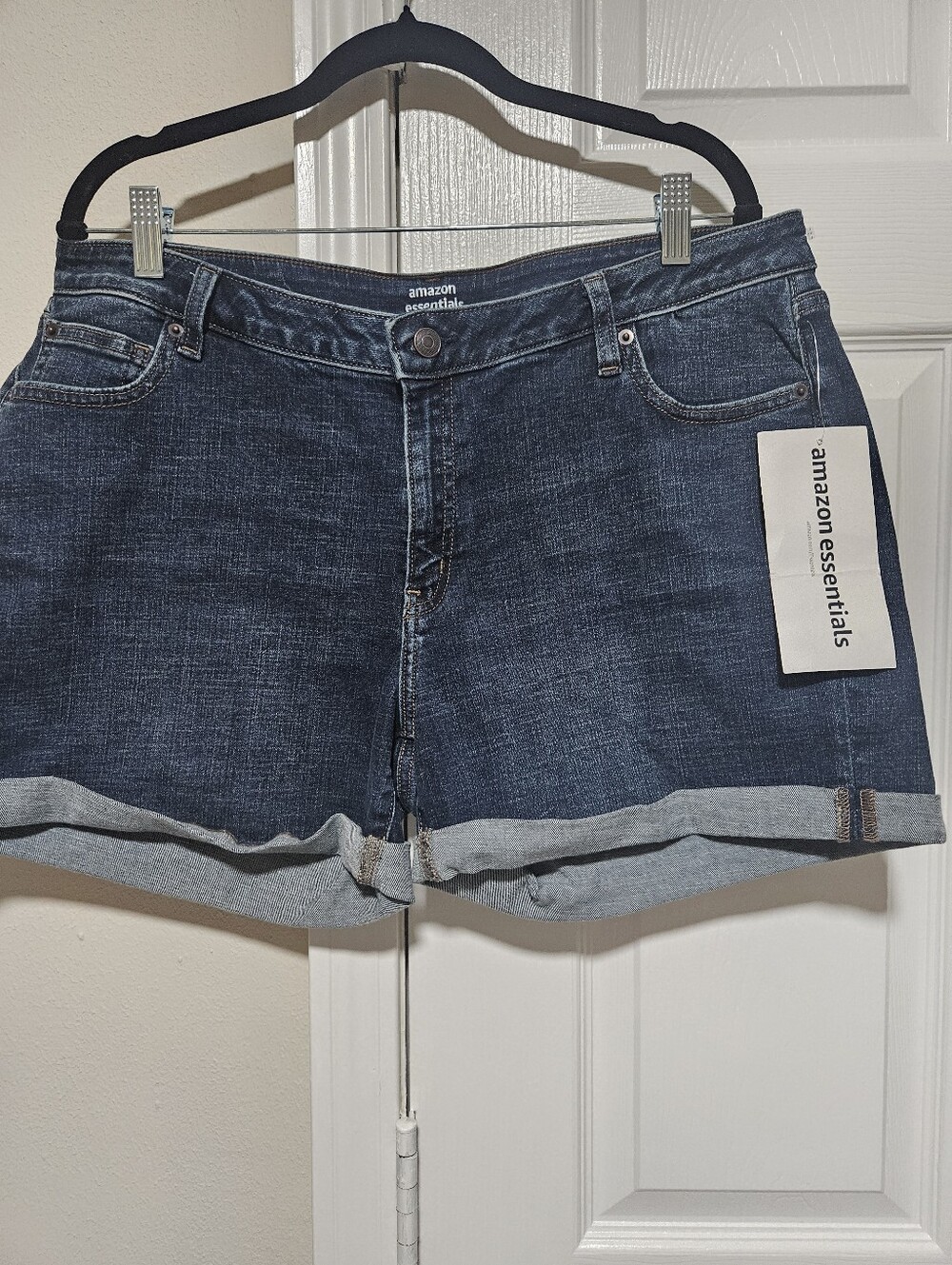 Amazon Essentials Dark Blue Roll-Cuff Denim Shorts